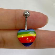 Piercing de Aço Cirúrgico com Coração Colorido - BANANA