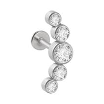Piercing De Aço Cirúrgico Prateado Com Cristais Em Cluster, Base Plana, Para Hélice, Tragus E Piercing De Aço Cirúrgico Prateado Com Cristais Em Cluster, Base Plana, Para Hélice, Tragus E