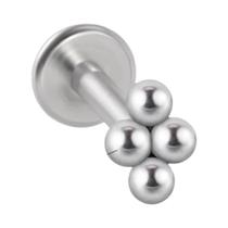 Piercing De Aço Cirúrgico Prateado Com Cristais Em Cluster, Base Plana, Para Hélice, Tragus E