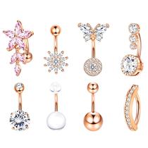 Piercing de anel no umbigo Dochais Pink Heart 14G 8 unidades Piercing de anel no umbigo Dochais Pink Heart 14G 8 unidades