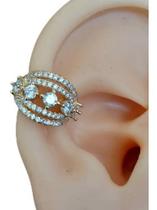 Piercing De Argola Falso Fake Dourado Pedra Zirconia Folhead Piercing De Argola Falso Fake Dourado Pedra Zirconia Folhead