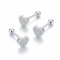 Piercing de Coração Cravejado em Prata 925 - Simbolismo e Brilho Romântico