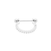 Piercing de furo cravejado duplo com haste - Banhado em prata 925 Piercing de furo cravejado duplo com haste - Banhado em prata 925