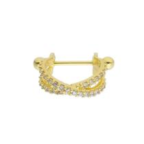 Piercing de furo em x cravejado com haste - Banhado em ouro 18k Piercing de furo em x cravejado com haste - Banhado em ouro 18k