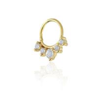 Piercing de furo piuka argola torção 8mm lindy coroa zircônias dourado Piercing de furo piuka argola torção 8mm lindy coroa zircônias dourado