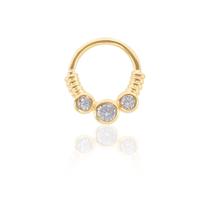 Piercing de furo piuka argola torção 8mm rebeca zircônias dourado Piercing de furo piuka argola torção 8mm rebeca zircônias dourado