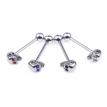 Piercing de Língua Caveira Strass - 1 peça - Vermelho