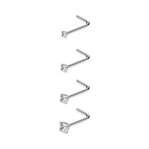 Piercing De Nariz Em Forma De L De Aço Inoxidável 316L Com Zircônia Unissex 20G 4 12PCS