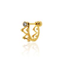 Piercing de Orelha Cartilagem Conch Ouro 18k Coroa de Corações Zircônia PC0118
