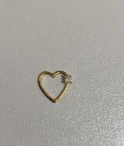 Piercing De Orelha CoraÃÃo Com Zirconia Em Ouro 18k