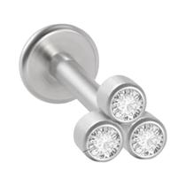 Piercing De Orelha Em Aço Cirúrgico Prata Com Cristal, Base Plana, Para Helix, Tragus E Cartilagem,