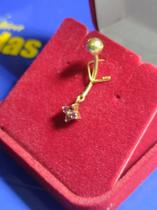 Piercing de Ouro 18 kilates Umbigo Trevinho Zircônia Peso 1.20 Gramas