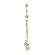 Piercing de ouro 18k de umbigo com 3 corações Piercing de ouro 18k de umbigo com 3 corações