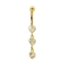 Piercing de ouro 18k de umbigo com 3 corações Piercing de ouro 18k de umbigo com 3 corações