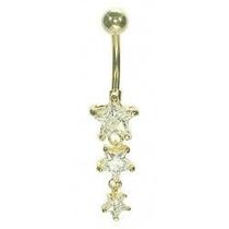 Piercing de ouro 18k de umbigo com 3 Estrelas Piercing de ouro 18k de umbigo com 3 Estrelas