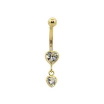 Piercing de ouro 18k de umbigo com duplo coração Piercing de ouro 18k de umbigo com duplo coração