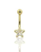 Piercing de ouro 18k de umbigo com estrela