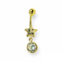 Piercing de ouro 18k de umbigo com estrela