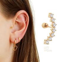 Piercing de Ouro 18k Hélix Cartilagem Orelha Com Topázios - AGAPRIME JÓIAS Piercing de Ouro 18k Hélix Cartilagem Orelha Com Topázios - AGAPRIME JÓIAS