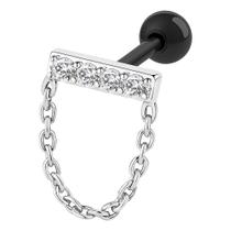 Piercing De Prata 925 Com Corrente Pendurado Base Reta Piercing De Prata 925 Com Corrente Pendurado Base Reta