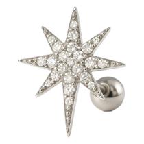 Piercing De Prata 925 Cravejado Com Pontilhado Base Reta Piercing De Prata 925 Cravejado Com Pontilhado Base Reta