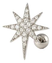 Piercing De Prata 925 Cravejado Com Pontilhado Base Reta Piercing De Prata 925 Cravejado Com Pontilhado Base Reta