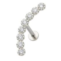 Piercing de Prata 925 Curvado Cravejado Com Pedras Delicadas