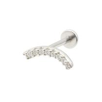 Piercing de Prata 925 Curvado Cravejado Com Pedrinhas