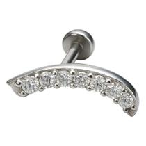 Piercing De Prata 925 Curvado Cravejado Para Labret, Helix