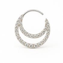 Piercing De Prata 925 De Furo Argola Dupla Cravejada Para Septo e Daith Piercing De Prata 925 De Furo Argola Dupla Cravejada Para Septo e Daith