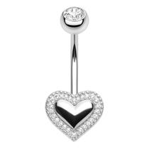 Piercing De Prata 925 De Umbigo Coração Com Pedras Zircônia Piercing De Prata 925 De Umbigo Coração Com Pedras Zircônia