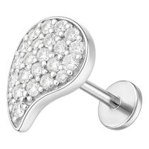 Piercing De Prata 925 Folha Cravejado Para Hélix E Tash Rock