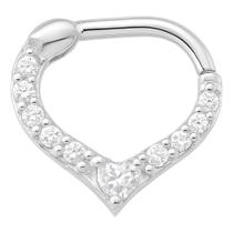 Piercing De Prata 925 Furo Click Meio Cravejado