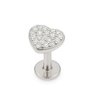 Piercing de Prata 925 Legítima Coração Cravejado Delicado