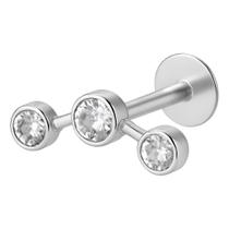 Piercing De Prata 925 Ponto De Luz Com 03 Bolinhas