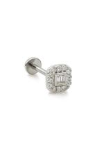 Piercing de Prata 925 Quadrado Cravejado com Zircônia
