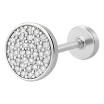 Piercing De Prata 925 Redondo Com Detalhes Cravejadas