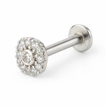 Piercing De Prata 925 Redondo Pontilhado Cravejado Base Reta Piercing De Prata 925 Redondo Pontilhado Cravejado Base Reta