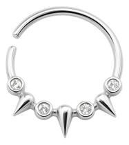 Piercing De Prata 925 Spike Cravejada Para Septo