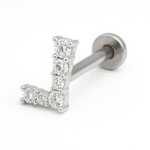 Piercing De Prata 925 V Cravejado Para Hélix E Tragus