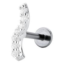 Piercing De Prata Onda Cravejada Labret