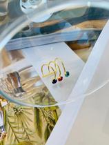 Piercing de pressão folheado com Zircônia rainbow e cristal