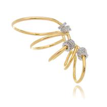 Piercing de pressão para orelha com 5 carreiras e círculos de strass banhado a ouro 18K