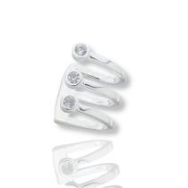 Piercing De Pressão Prata 925 Argola Cravejado Triplo