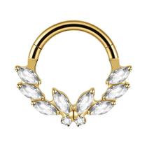 Piercing De Titânio Com Anel Dividido E Zircônias Brancas Multiformato (Marquise, Redondas E Piercing De Titânio Com Anel Dividido E Zircônias Brancas Multiformato (Marquise, Redondas E