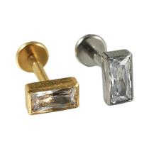 Piercing De Titânio Com Zircônia, Base Plana, Para Lóbulo, Hélice, Tragus, Com Design De Lua E Cruz,