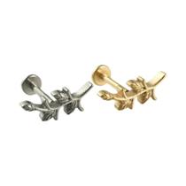 Piercing De Titânio Com Zircônia, Base Plana, Para Lóbulo, Hélice, Tragus, Com Design De Lua E Cruz,