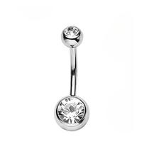 Piercing de Umbigo 2 Pedras Zirconia Aço Cirúrgico