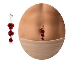 Piercing De Umbigo Aço 316l Antialérgico 2 Flores Vermelha Piercing De Umbigo Aço 316l Antialérgico 2 Flores Vermelha