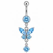 Piercing de Umbigo Borboleta Feminino com Zircônia Aço Inoxidável 4,5cm Piercing de Umbigo Borboleta Feminino com Zircônia Aço Inoxidável 4,5cm
